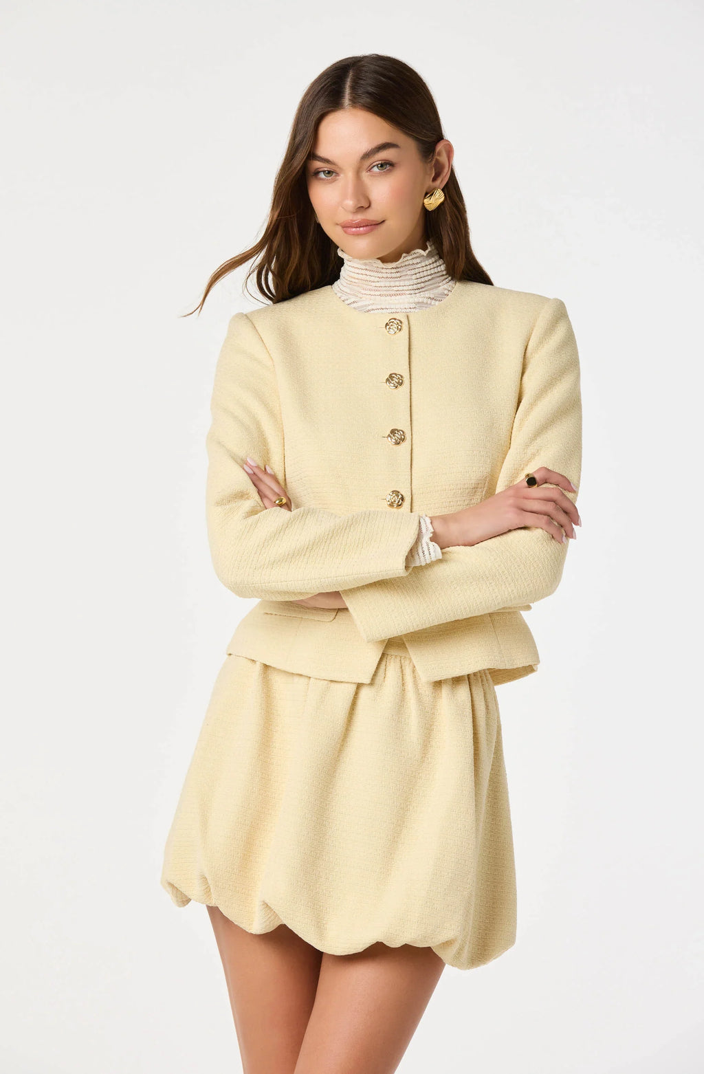 Tweed Bubble Hem Mini Skirt