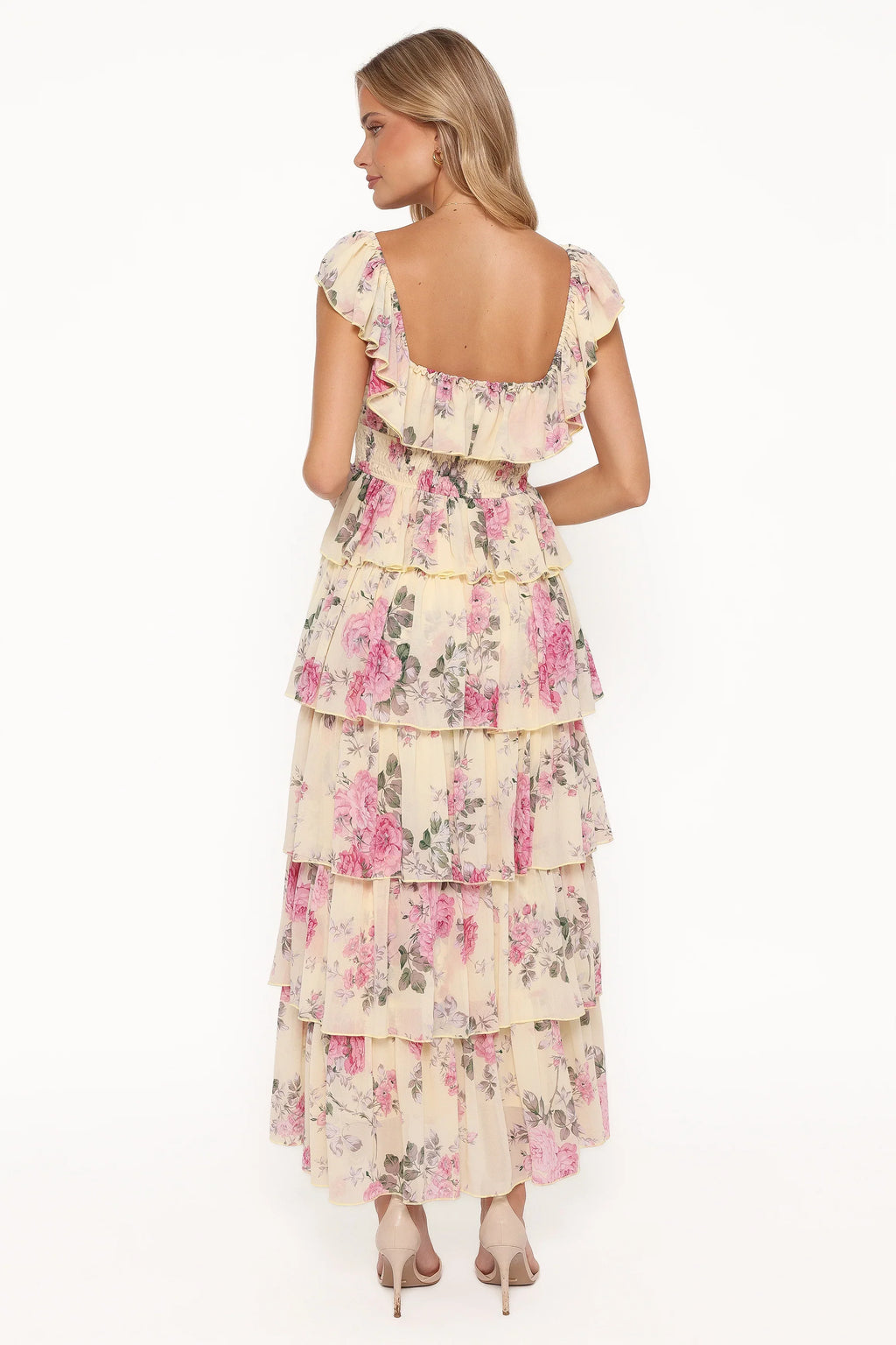 Robe longue Belle - Motif floral jaune