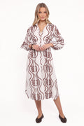 Robe longue Lira à manches longues – Imprimé marron