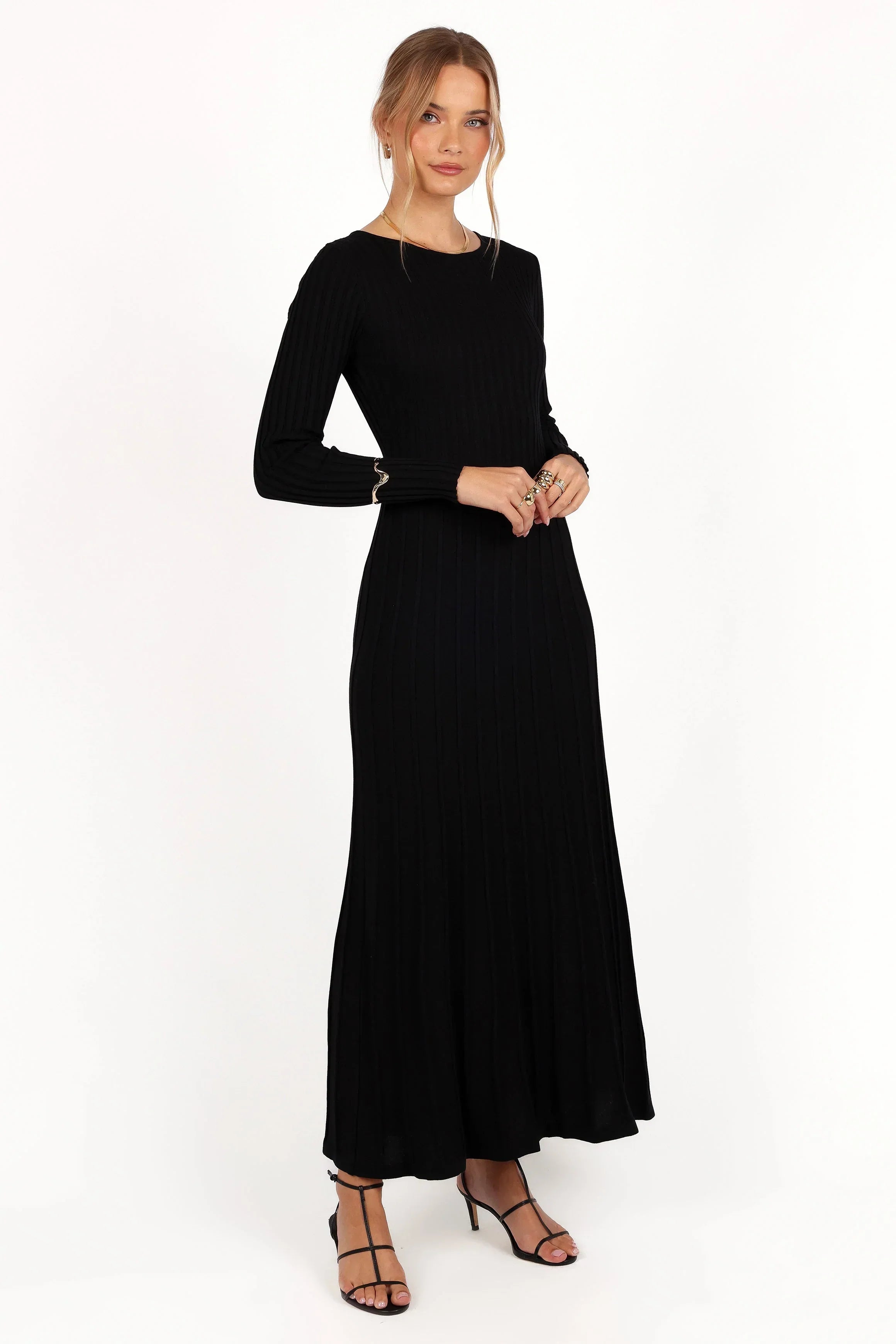 Robe longue Alison à manches longues - Noir