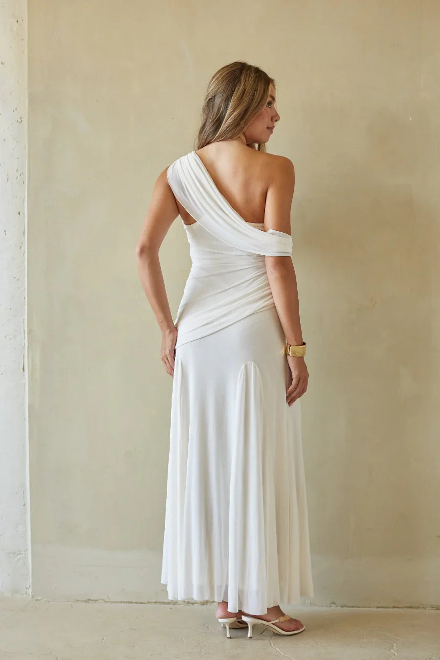 Ellasandra Mesh Draped Maxi Dress