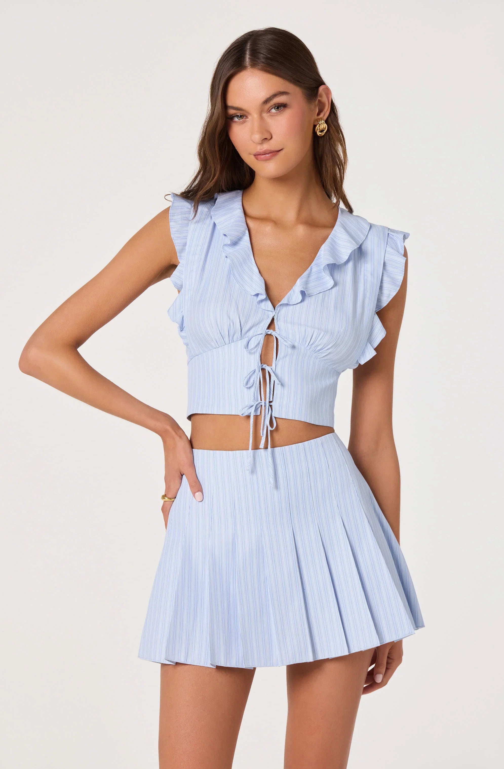 Zoela Striped Pleated Mini Skort
