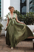 Robe longue plissée Kris - Vert olive