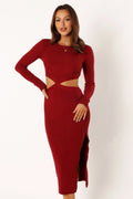 Robe midi manches longues Jonah - Dahlia rouge