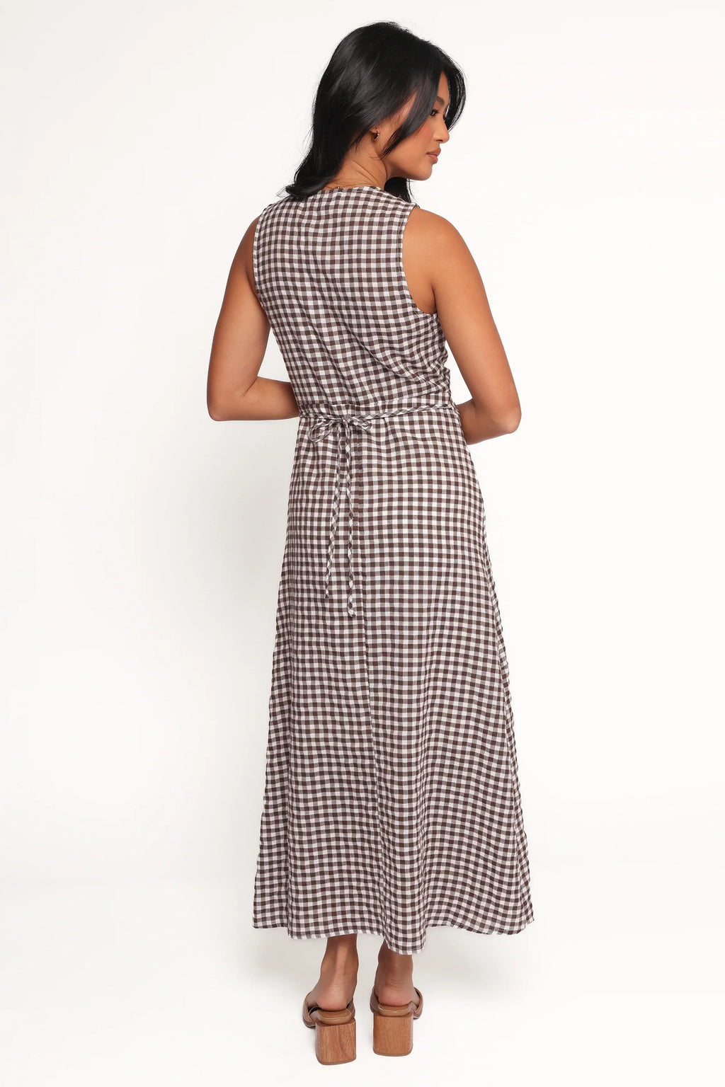 Robe Midi Queenie - Vichy Marron