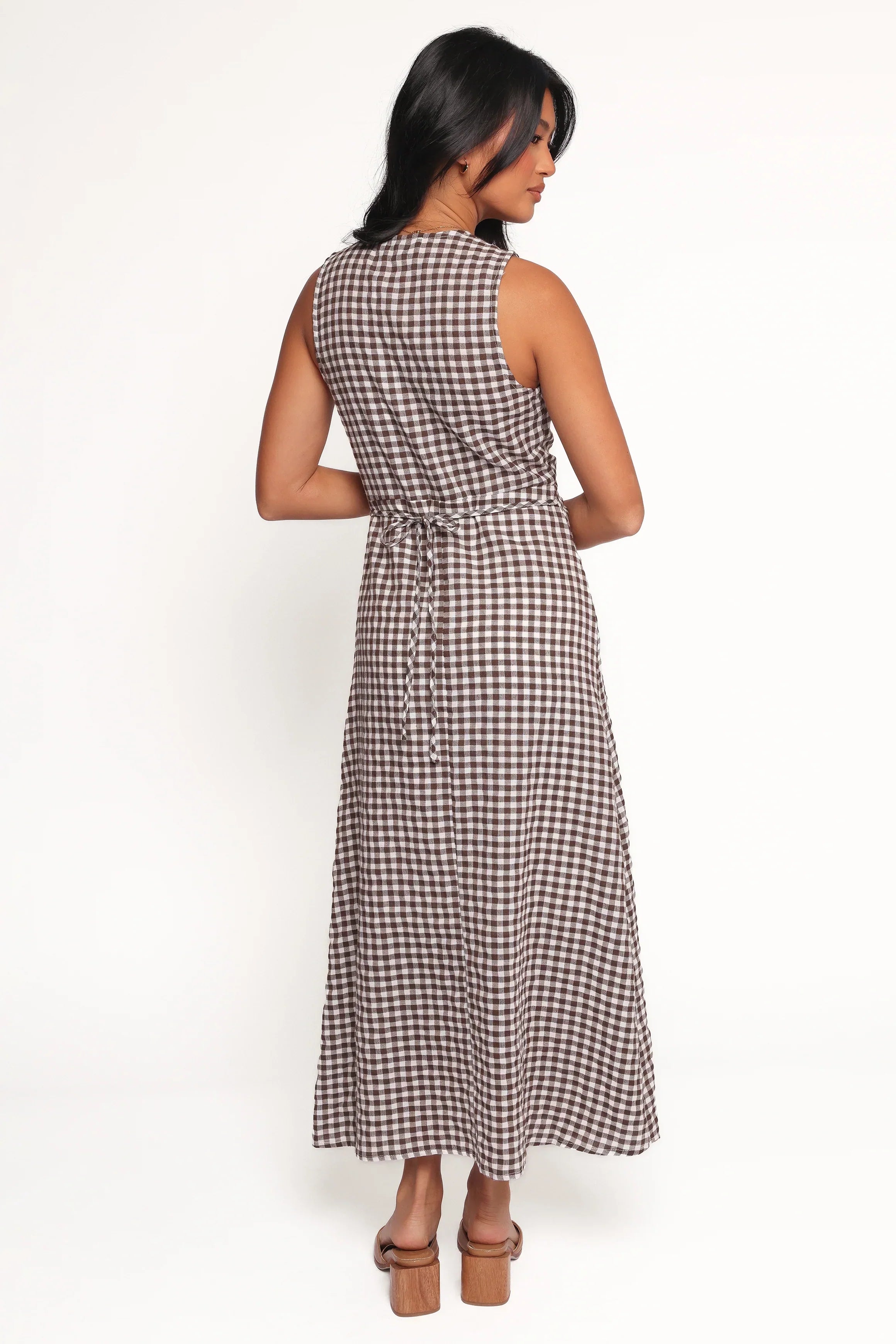 Robe Midi Queenie - Vichy Marron