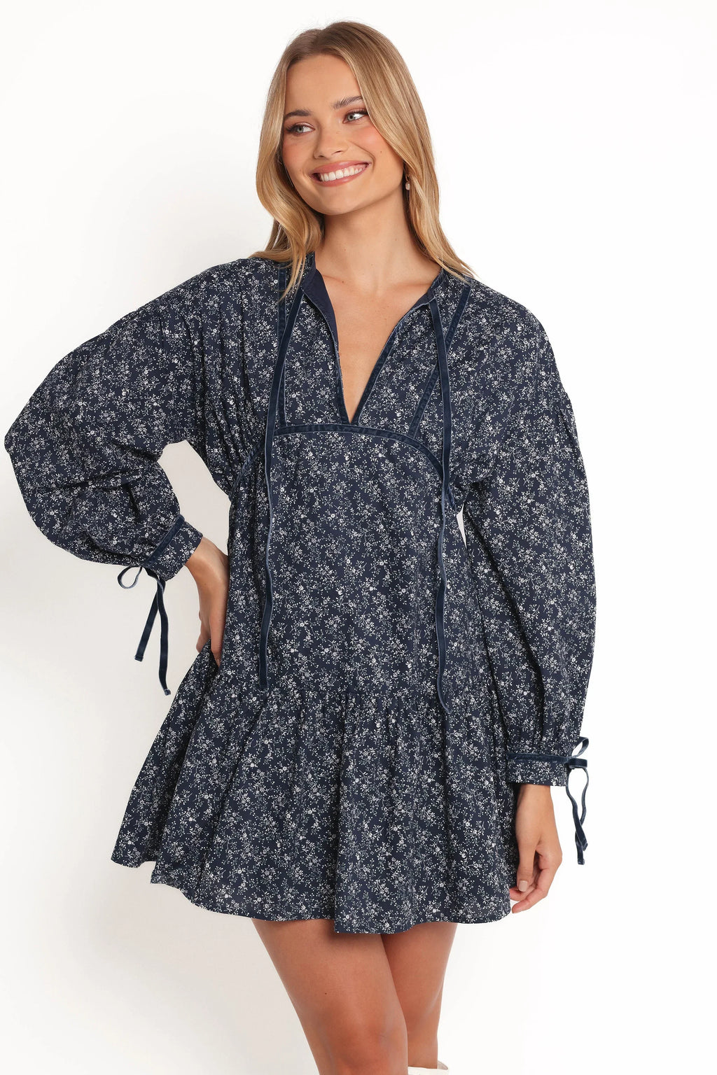 Robe Courte Brooklyn - Imprimé Floral Bleu
