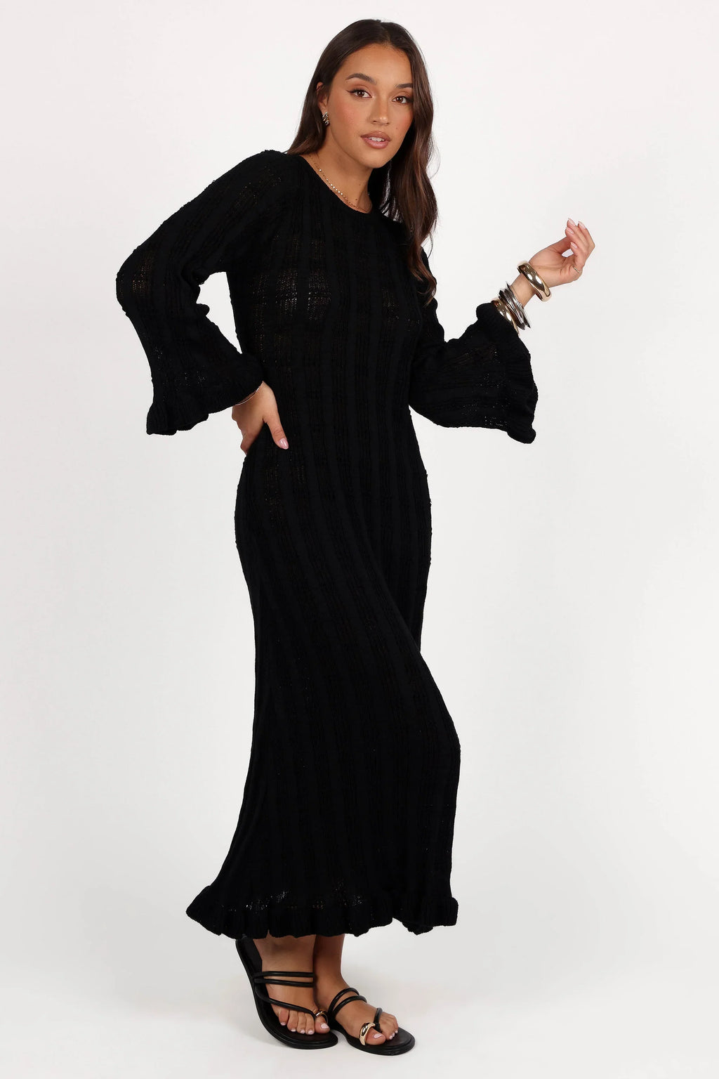 Robe longue Colter à manches longues - Noir