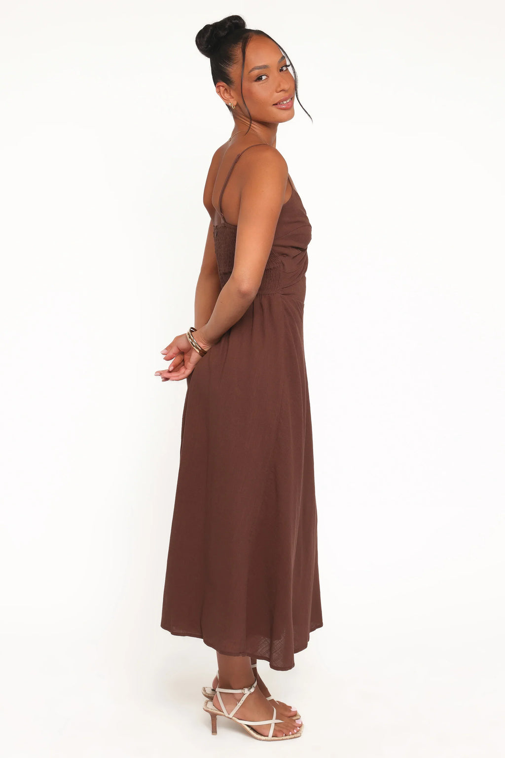Elvina Midi Dress - Brown