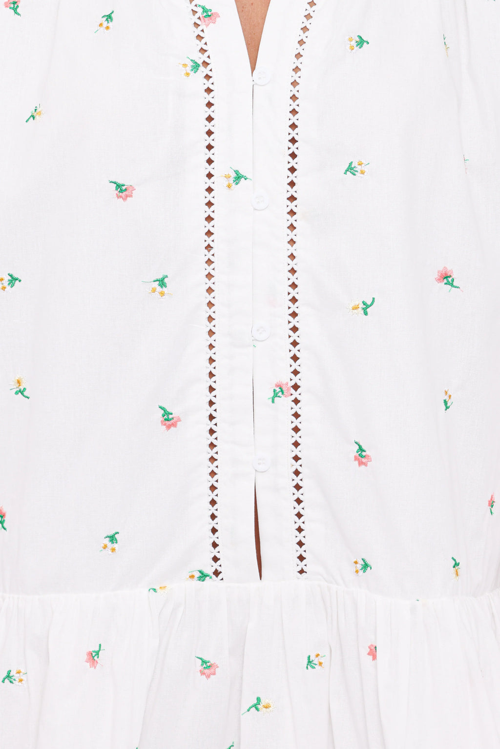 Robe mini à manches longues Hart - Fleurie blanche