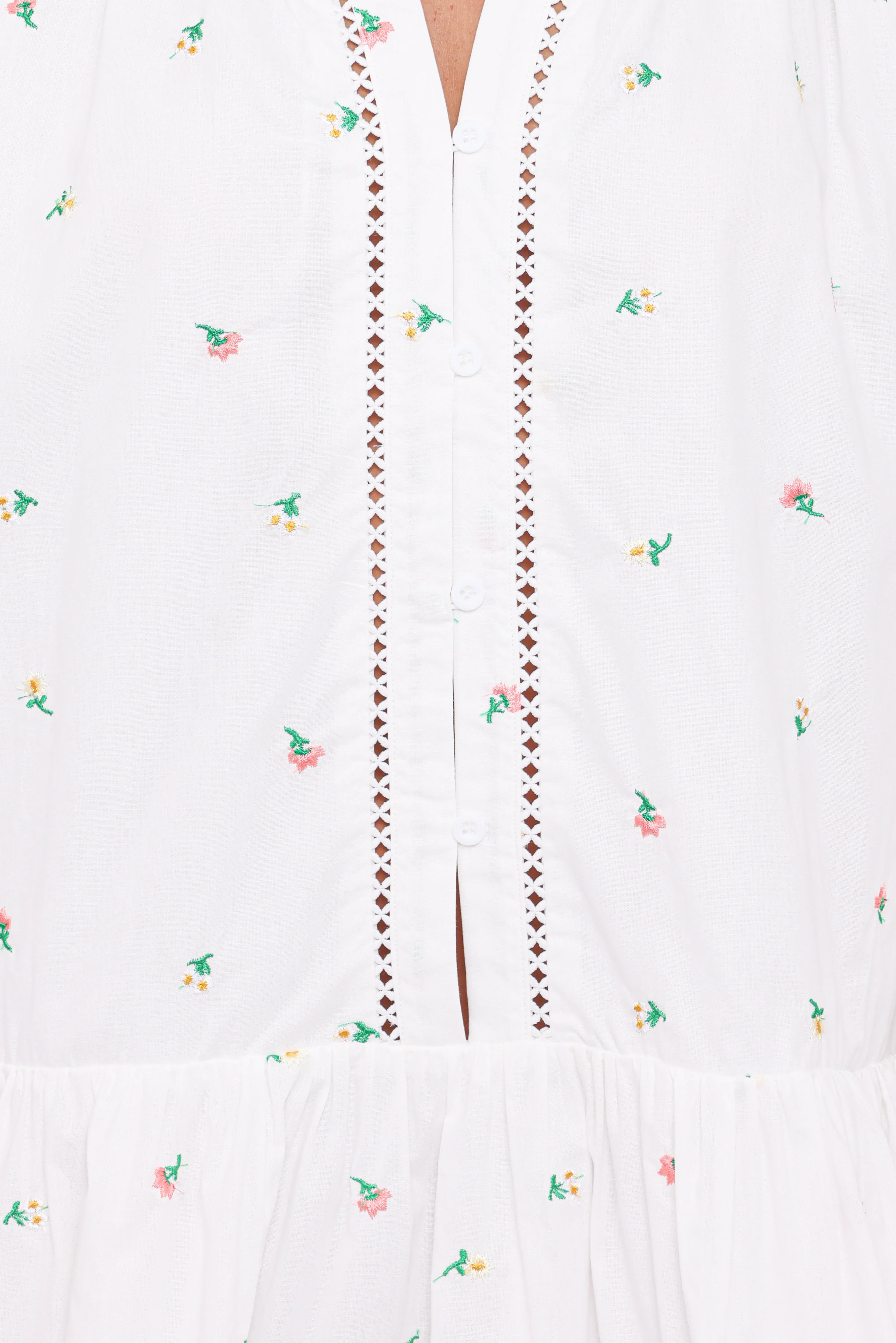 Robe mini à manches longues Hart - Fleurie blanche