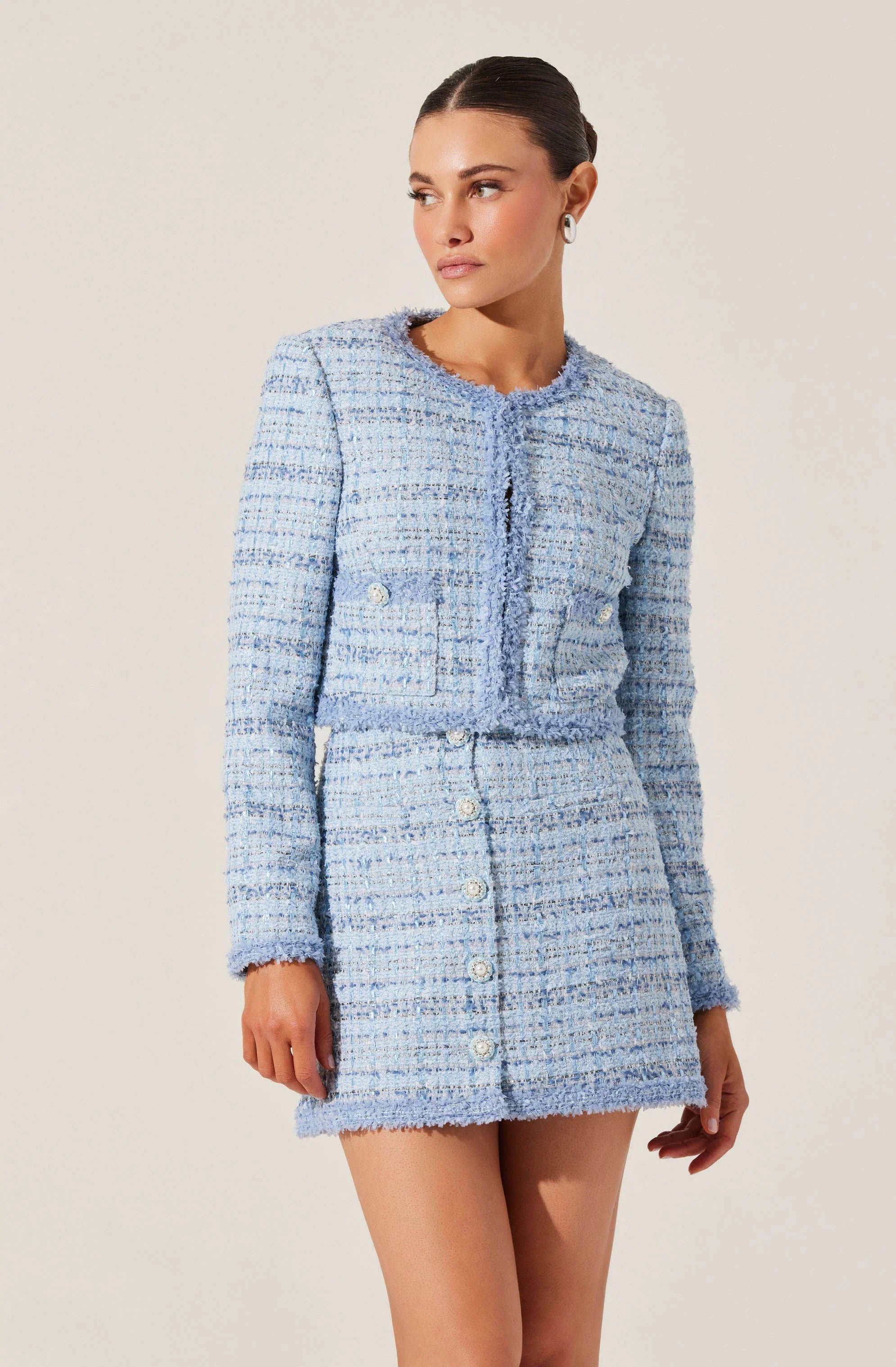 Mavey Tweed Contrast Trim Skirt