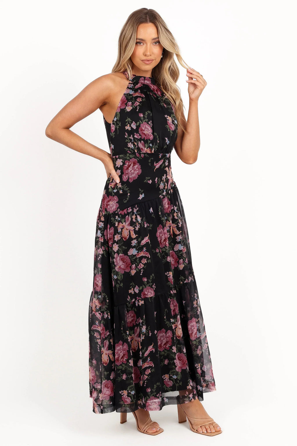 Robe longue Eden - Imprimé floral noir