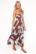 Robe longue Nesta - Marron/Bleu
