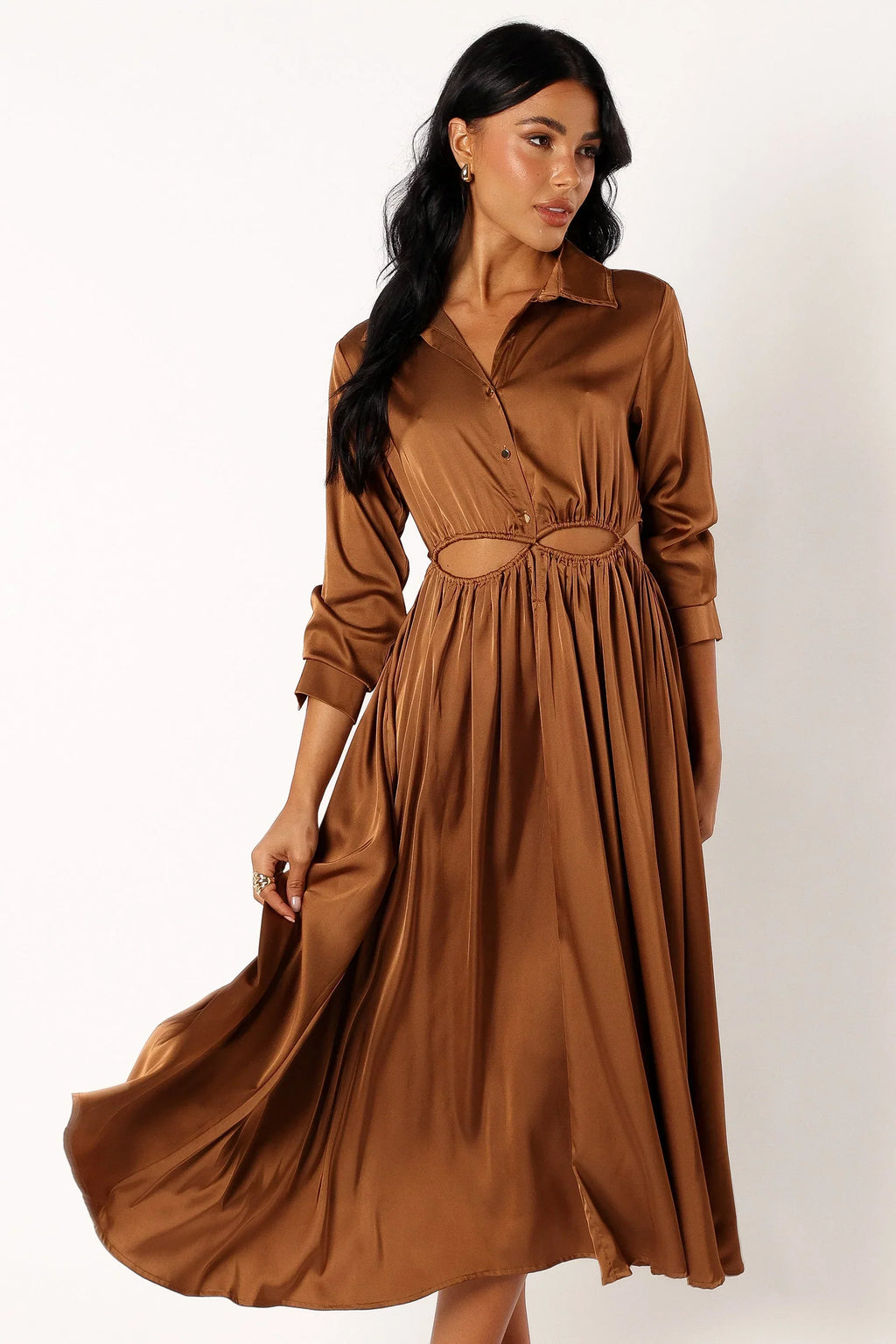 Robe midi manches longues Jett - Bronze