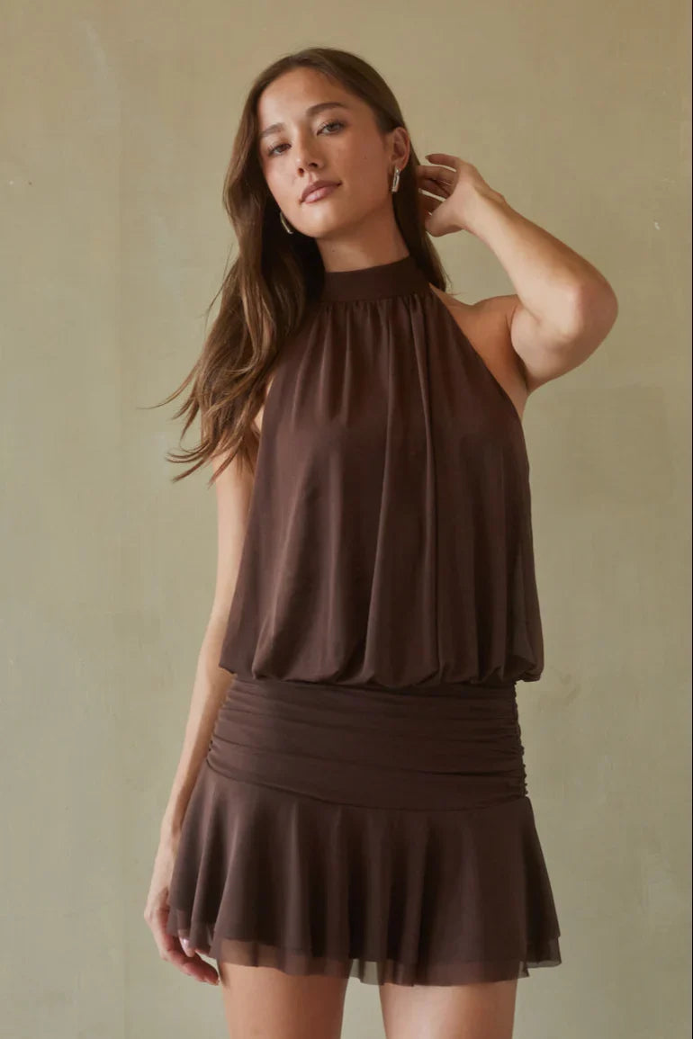Mini-robe en maille à col montant Journi
