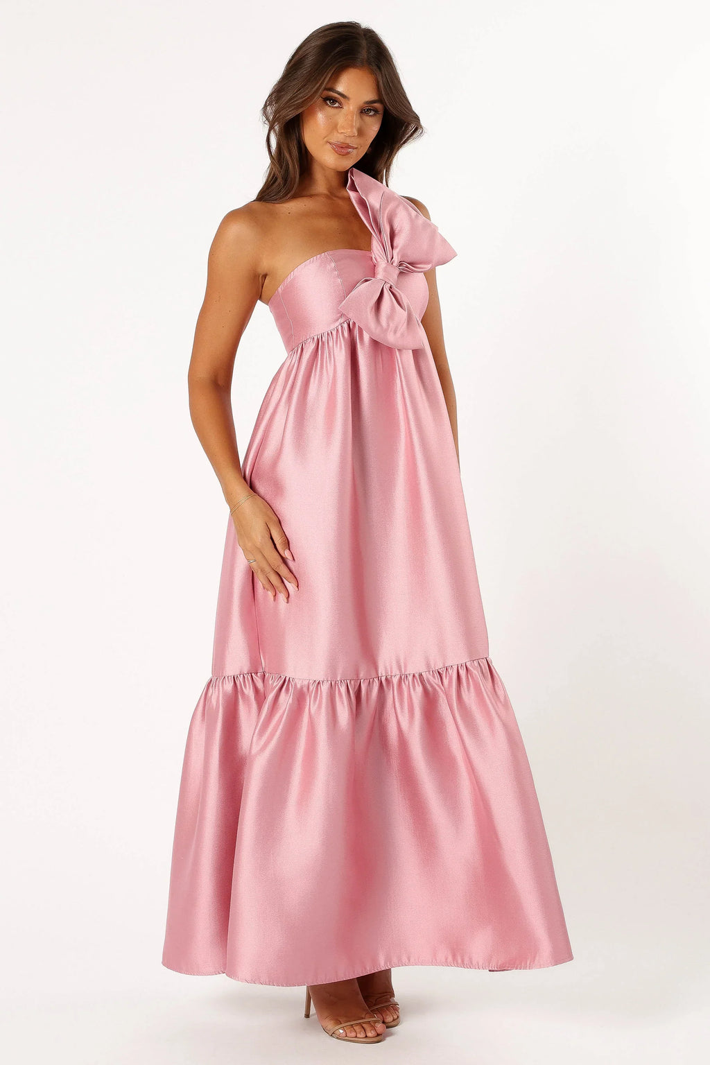 Robe longue Betina à nœud - Rose poudré