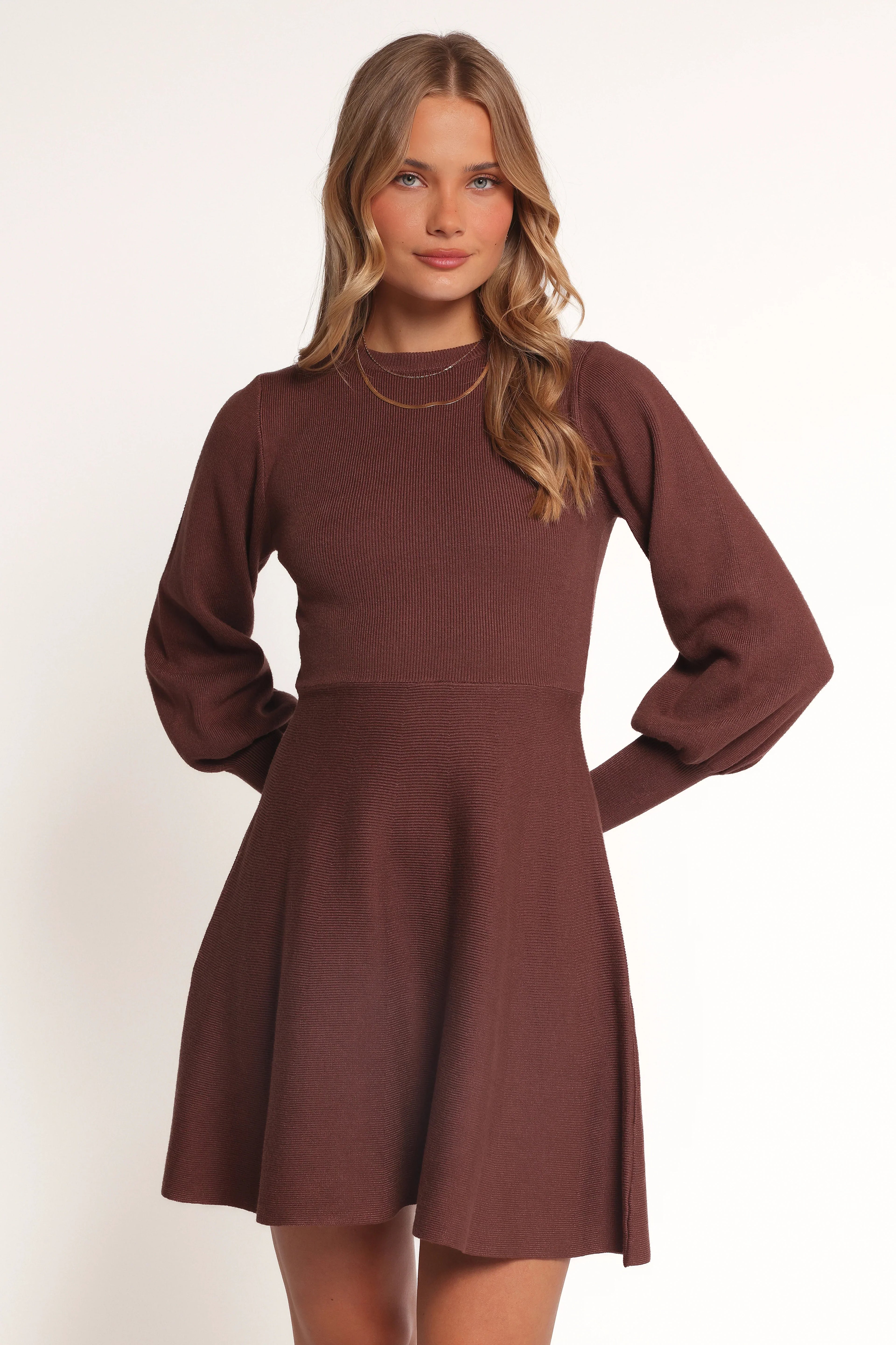 Mini-robe Gigi à manches longues - Marron