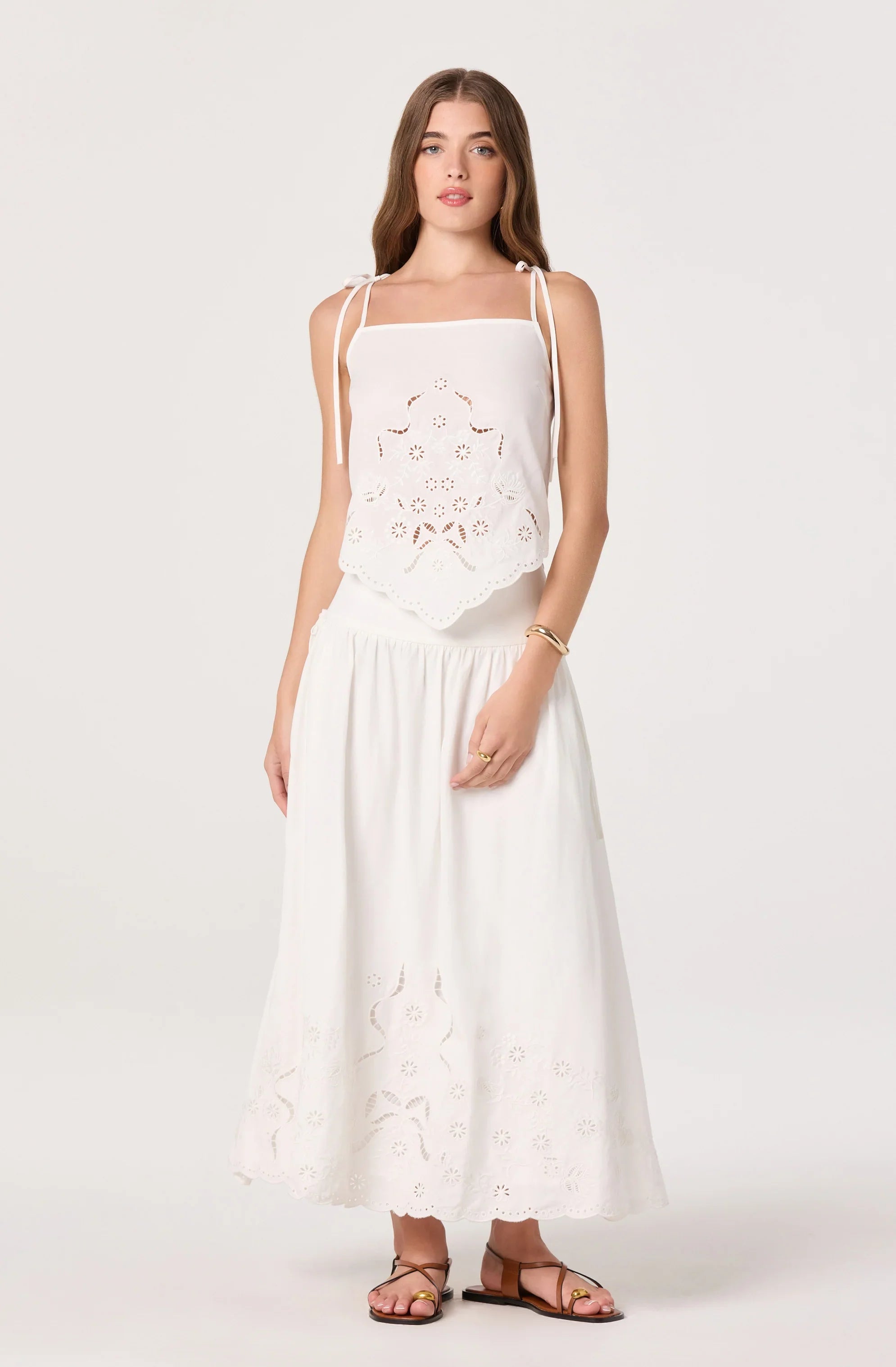 Stevie Embroidered Midi Skirt