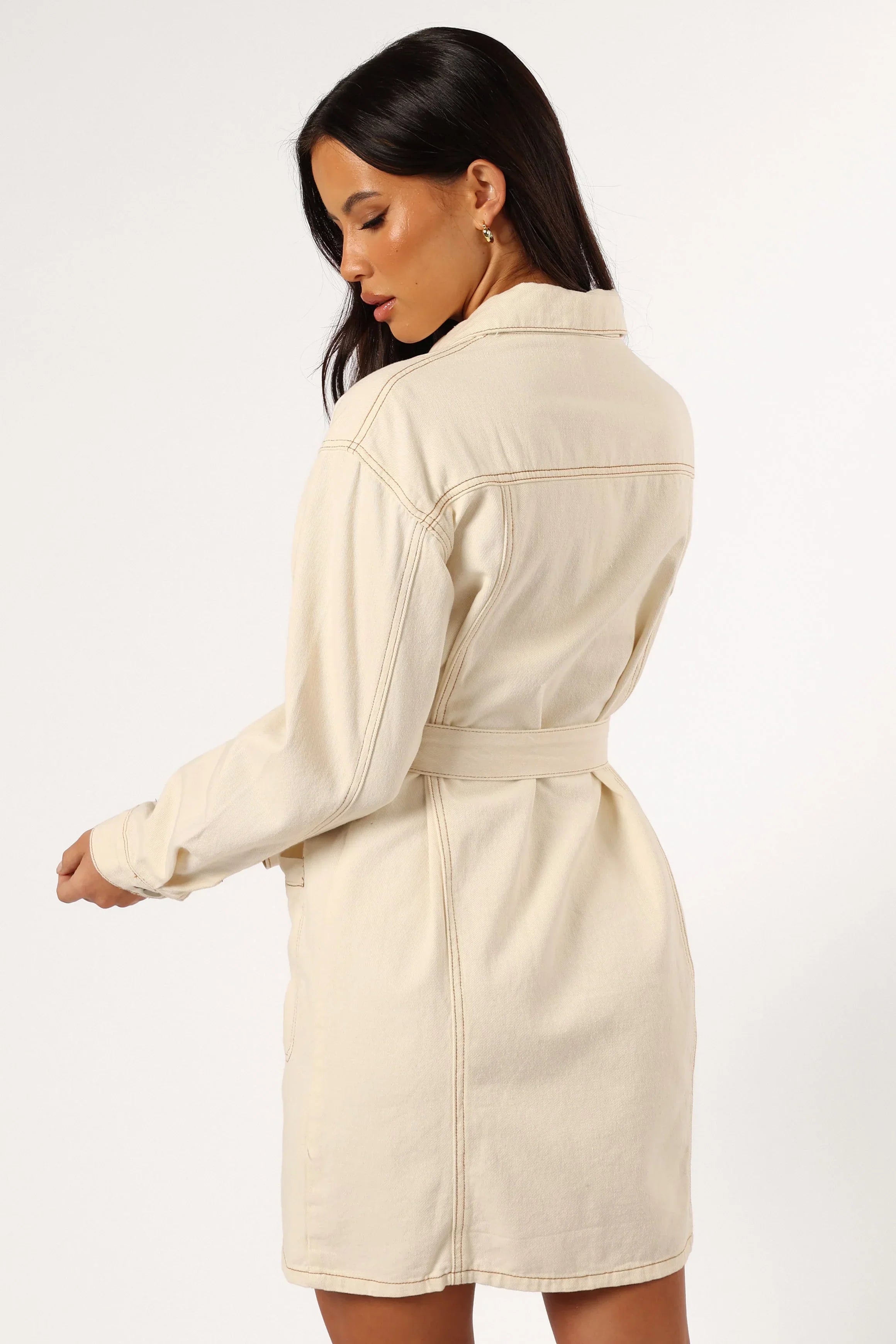 Robe courte en jean à manches longues Otto - Sable