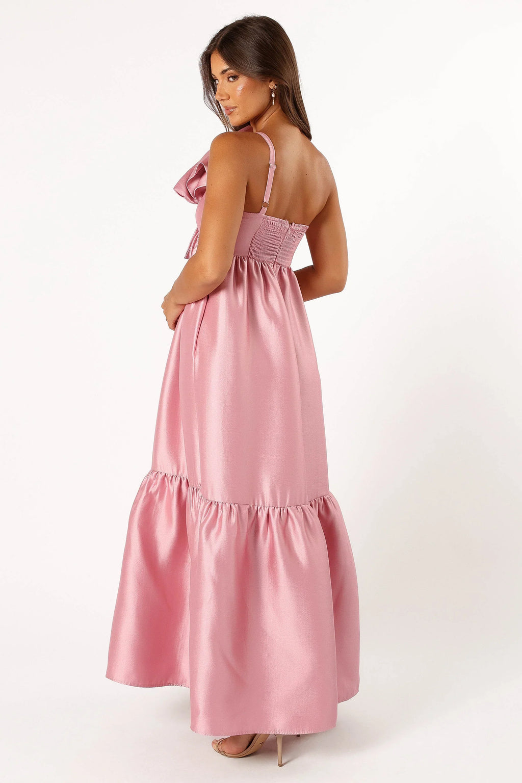 Robe longue Betina à nœud - Rose poudré