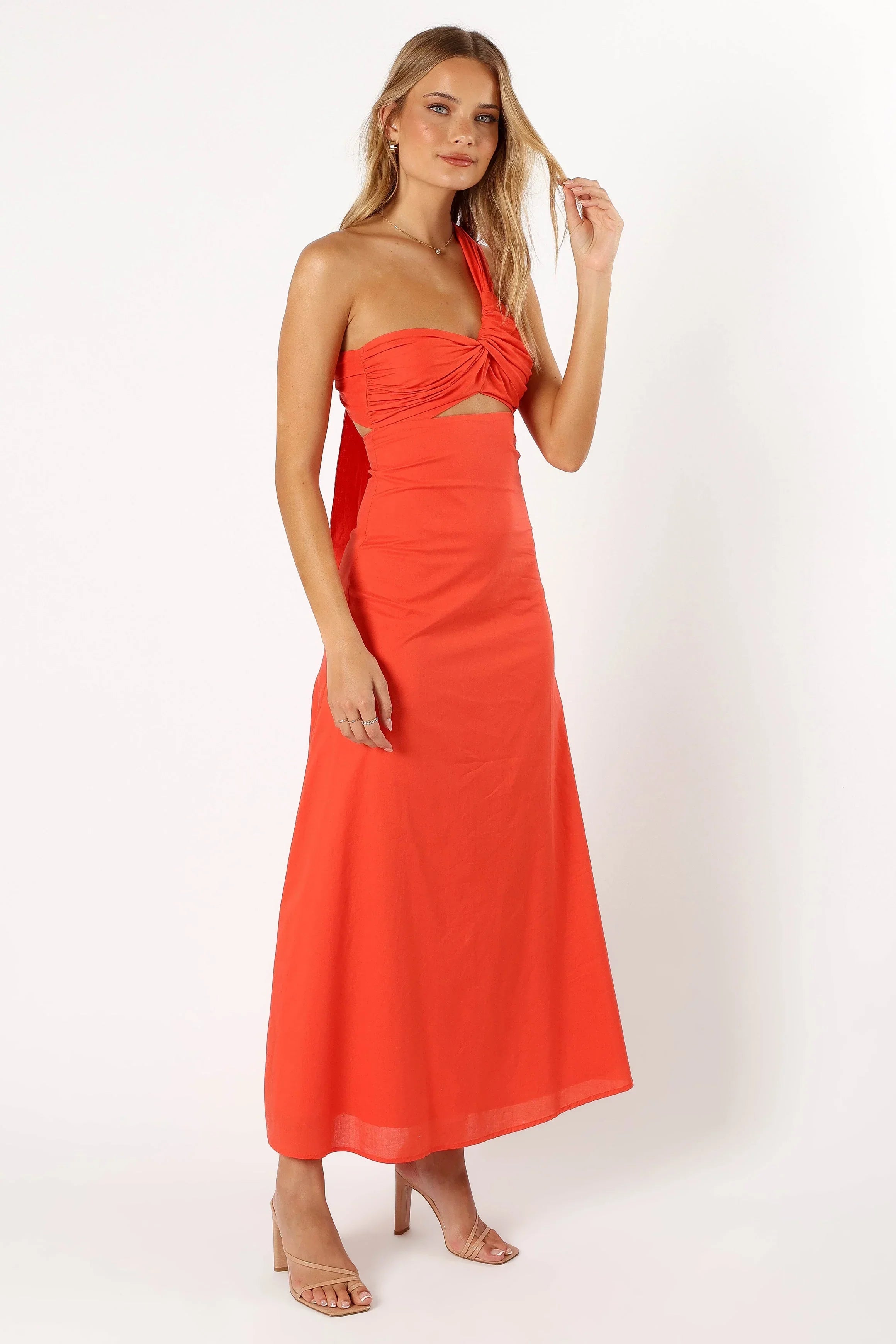 Robe longue asymétrique Luna - Tangerine