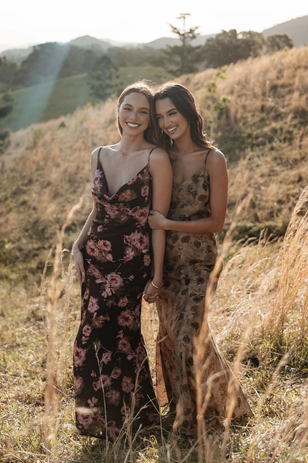 Robe midi Fia - Fleurs mordorées