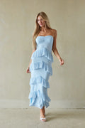 Robe longue étagée à volants Azaria Solid
