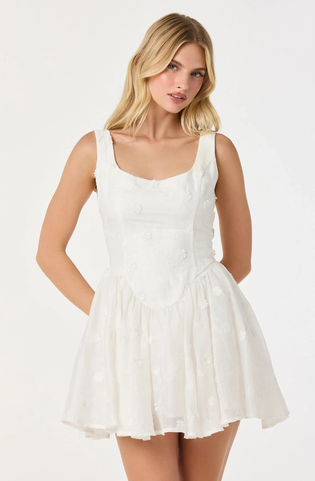 Reina Embroidered Floral Mini Dress