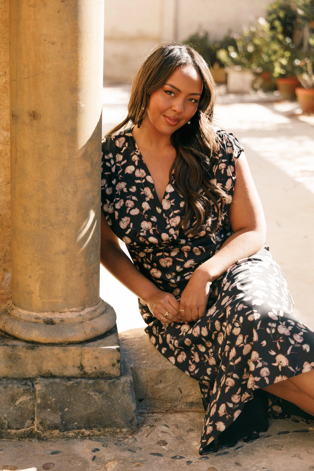 Robe longue Amarlee - Imprimé floral noir