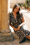 Robe longue Amarlee - Imprimé floral noir