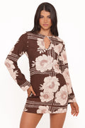 Marylon Mini Dress - Brown Floral