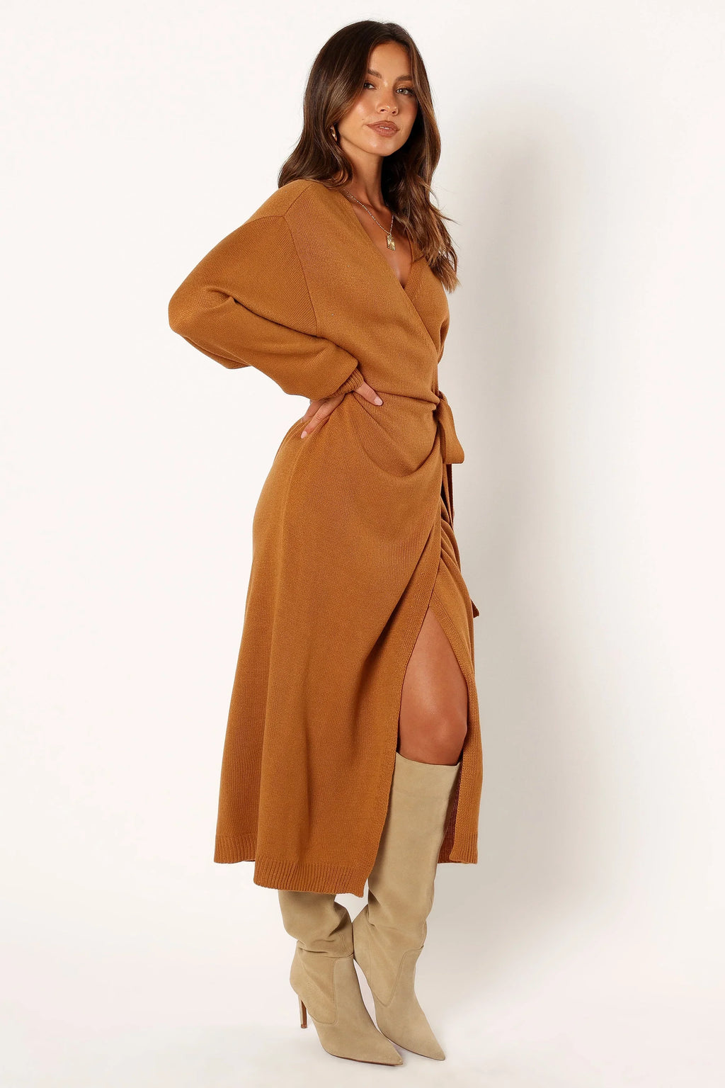 Robe midi en maille Nova - Camel