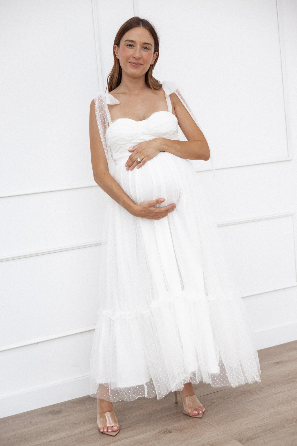 Robe midi Flore - Blanc cassé
