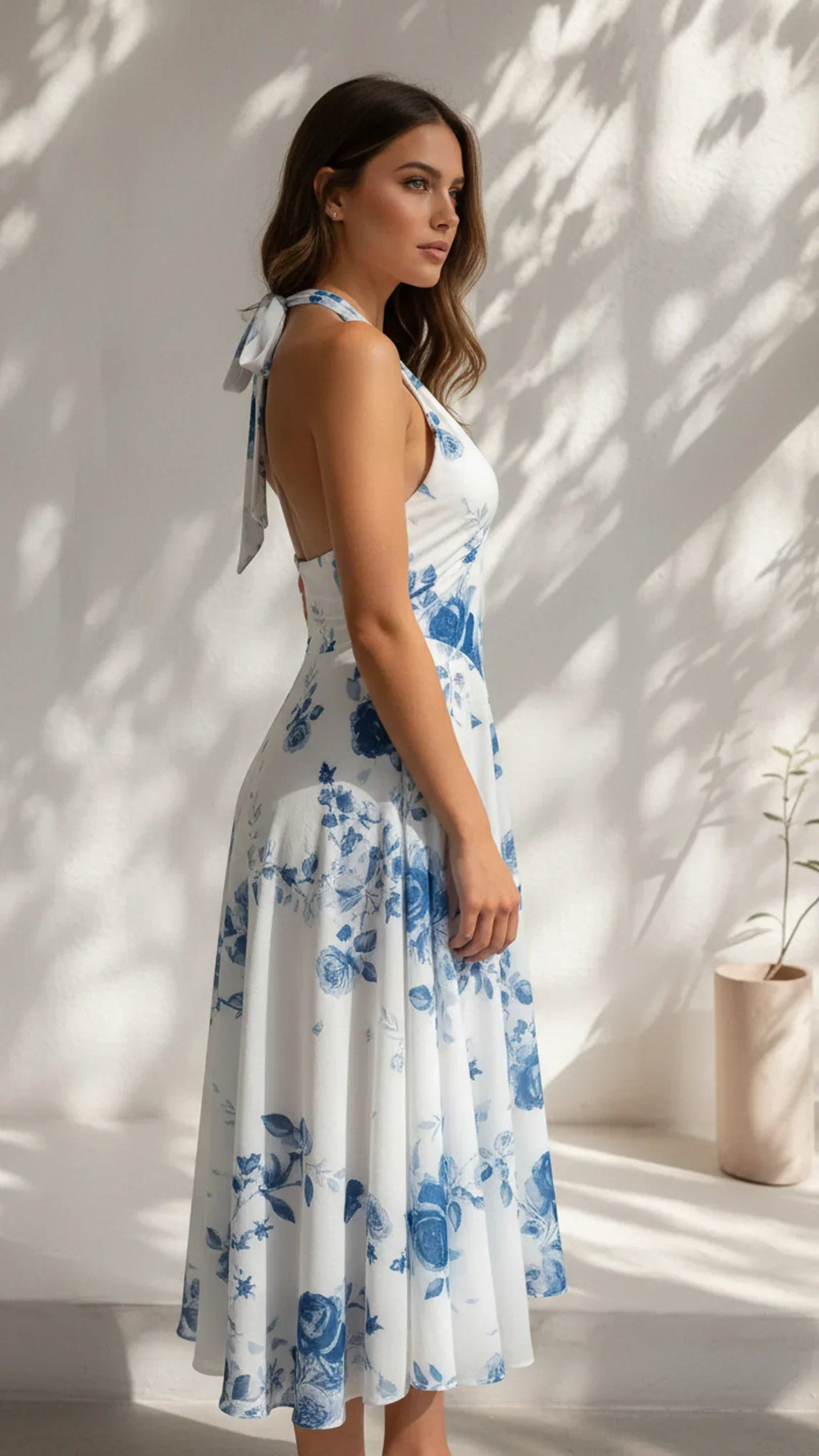 Robe midi fleurie dos nu Maribel