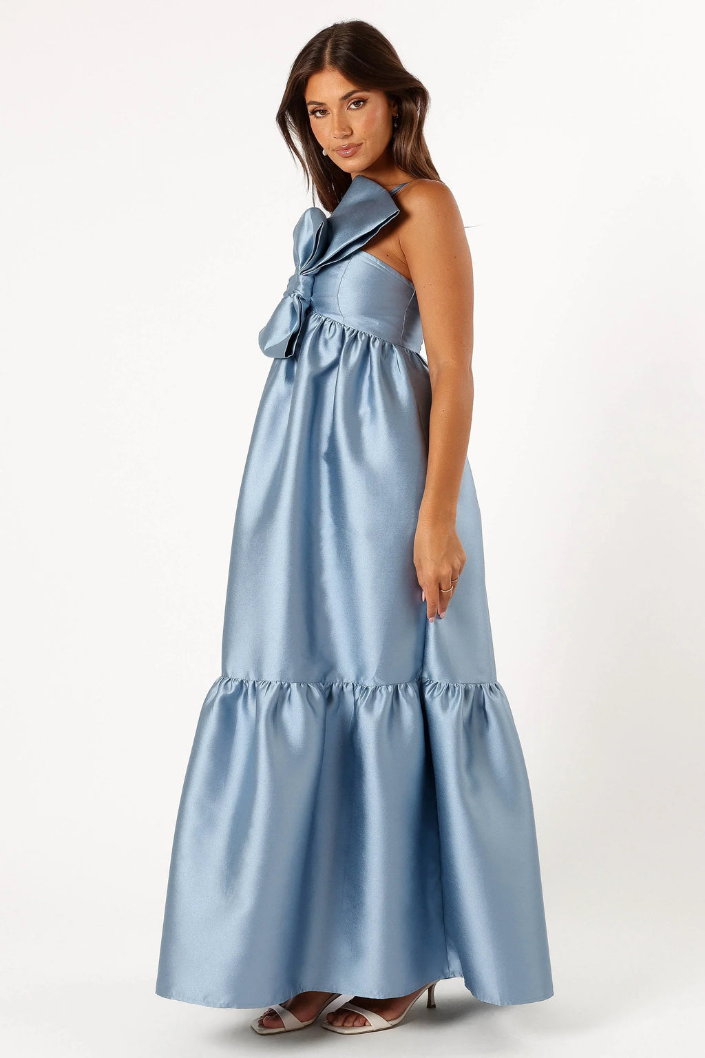 Robe longue Betina à nœud lavallière - Bleu