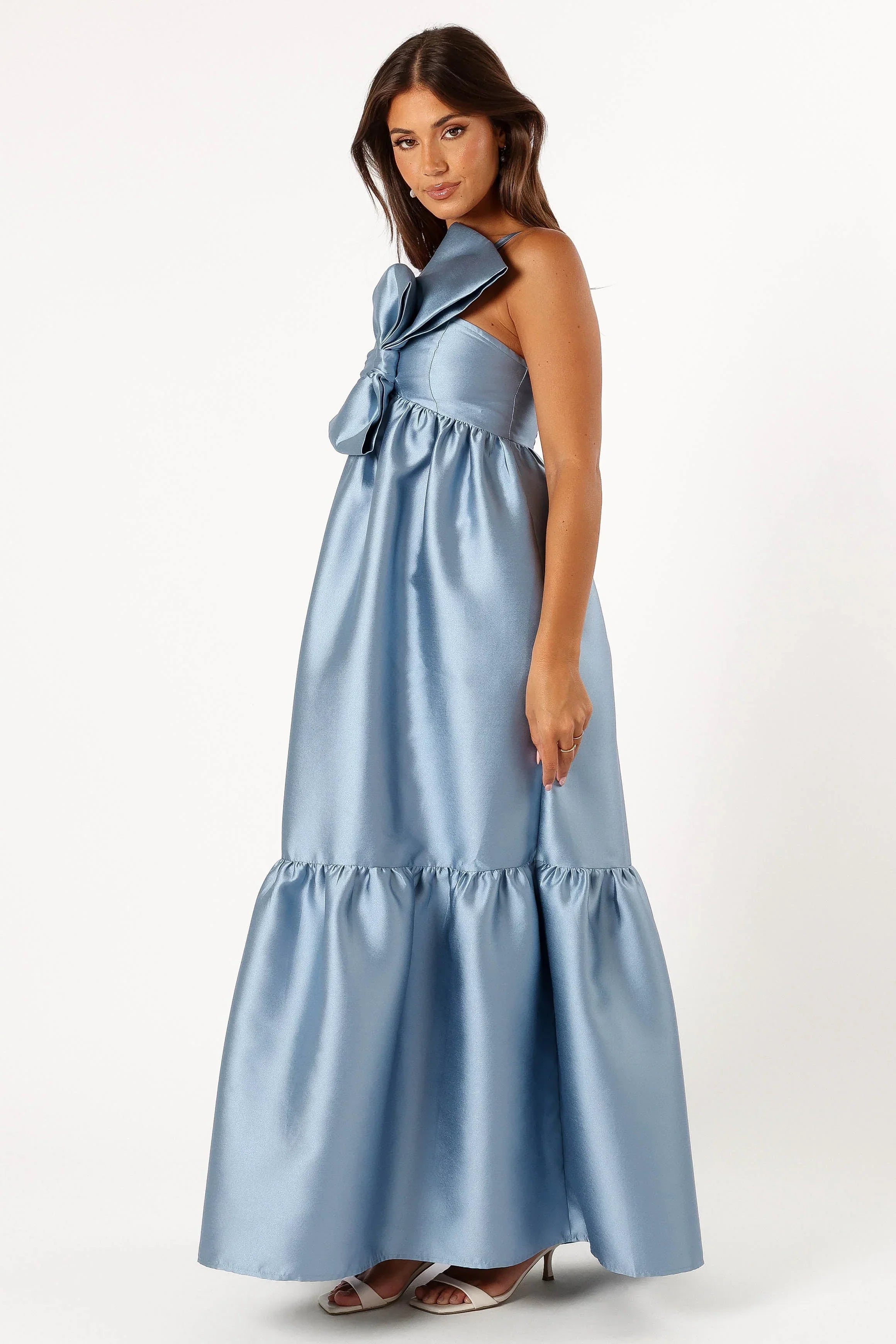 Robe longue Betina à nœud lavallière - Bleu