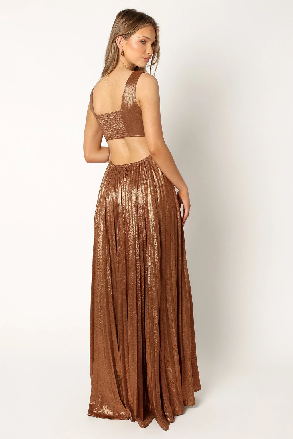 Shania Pleated Maxi Dress - Bronze