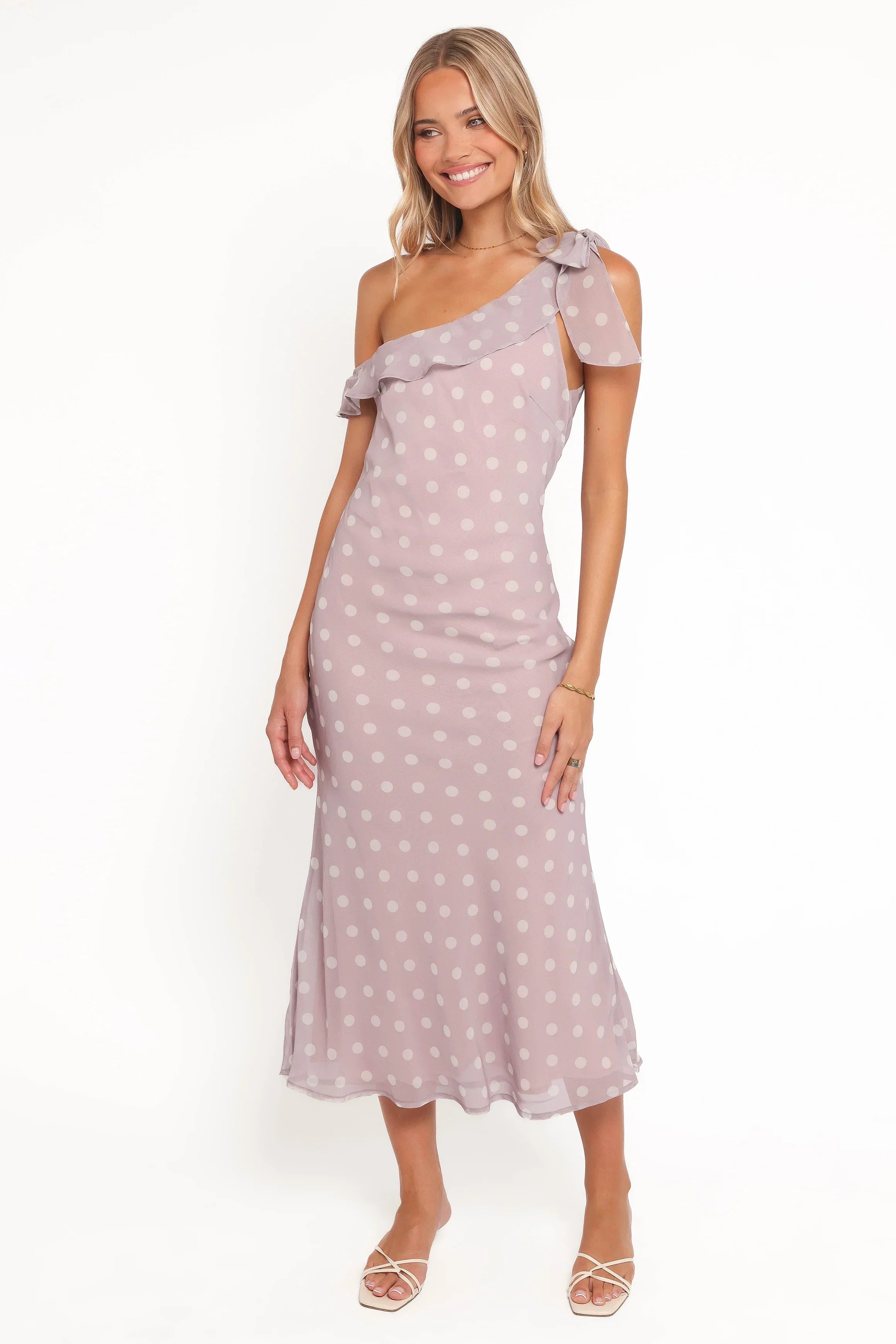 Robe longue Celestine - Pois lavande