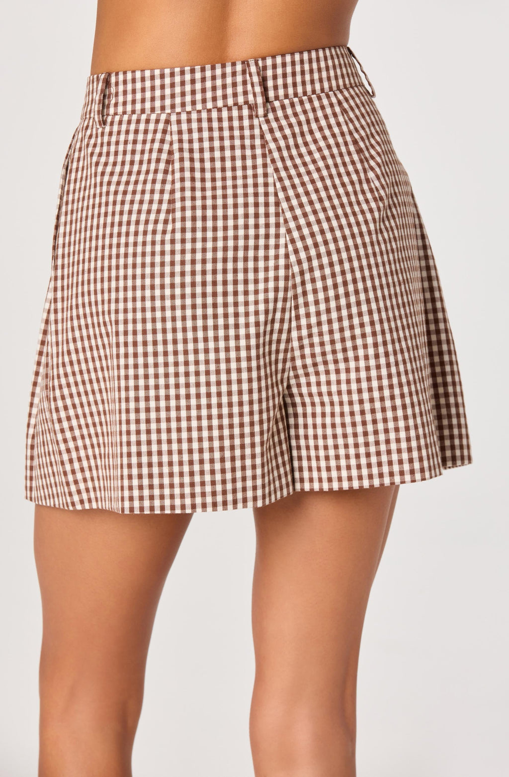 Shorts plissés taille haute Preston Gingham