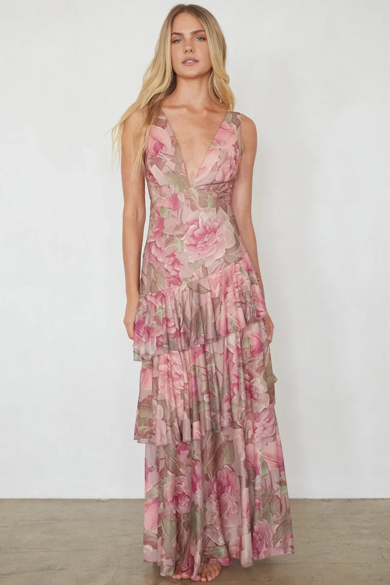 Imogen Mesh Tiered Maxi Dress