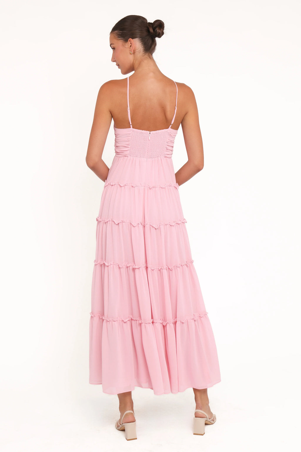 Robe longue Dottie à encolure dos nu – Rose