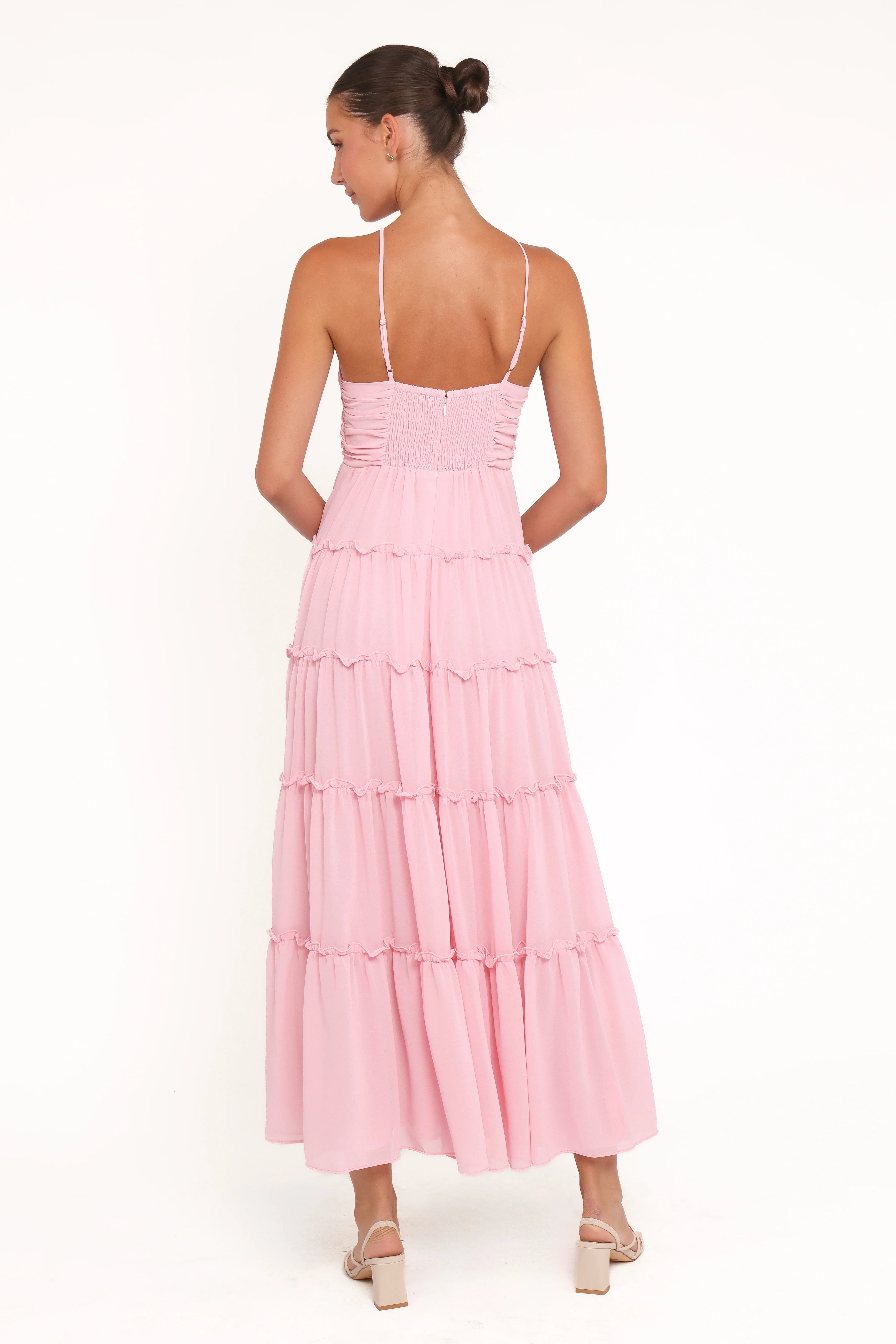 Robe longue Dottie à encolure dos nu – Rose