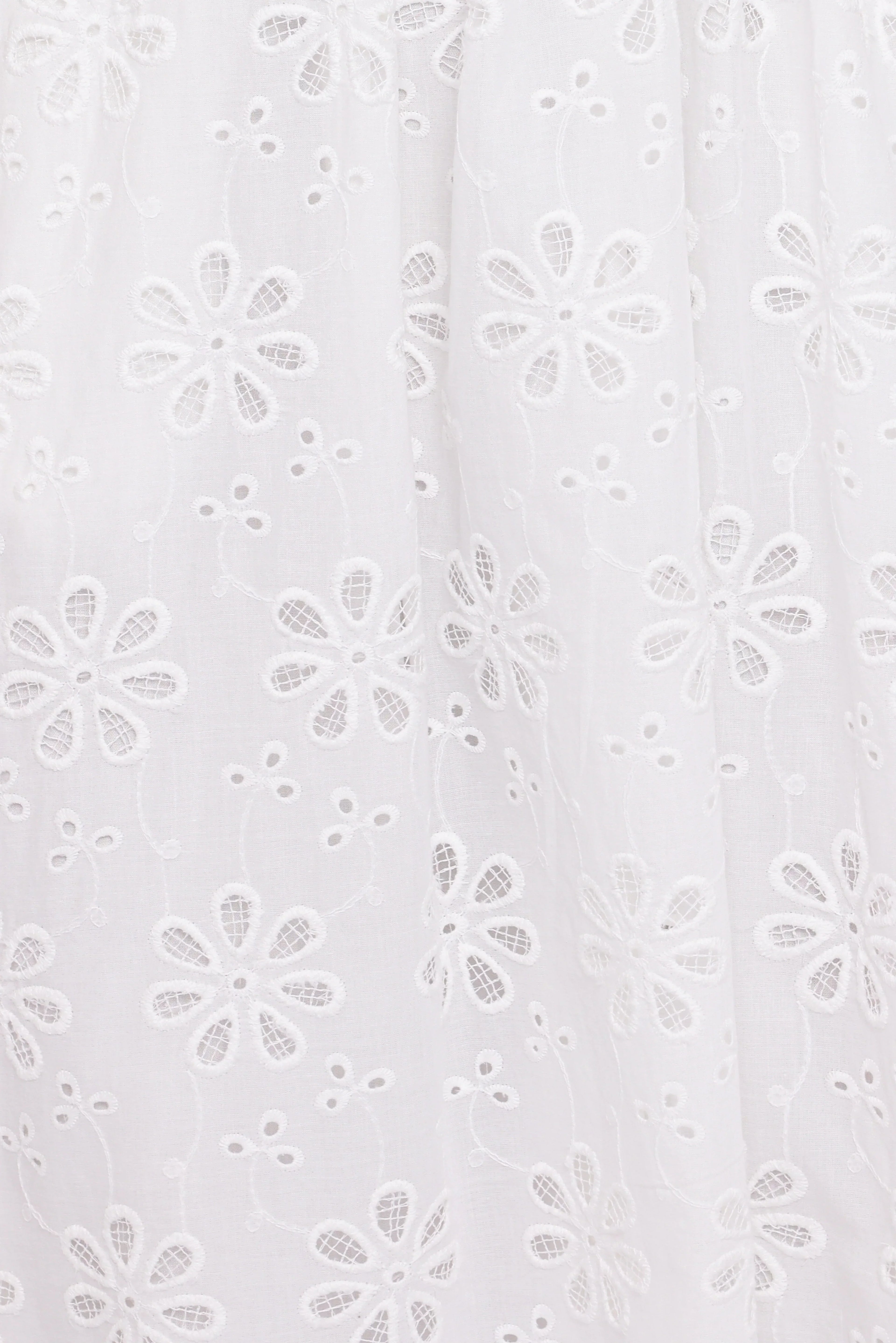 Clo Puff Sleeve Midi Dress - White Broderie