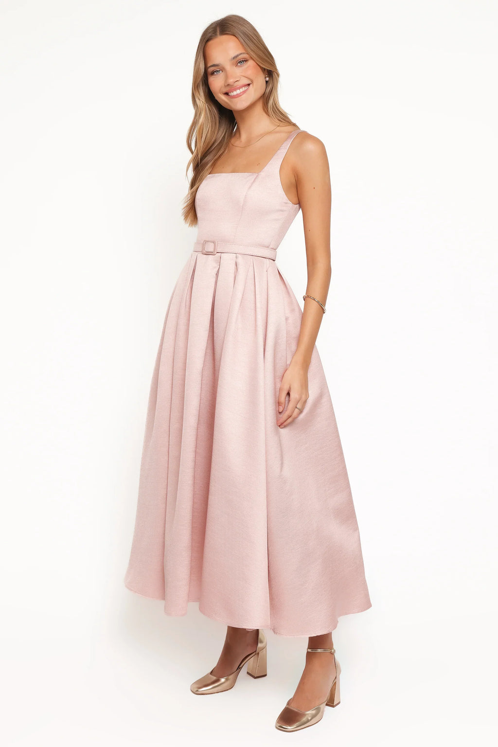 Robe midi Augustine – Rose poudré