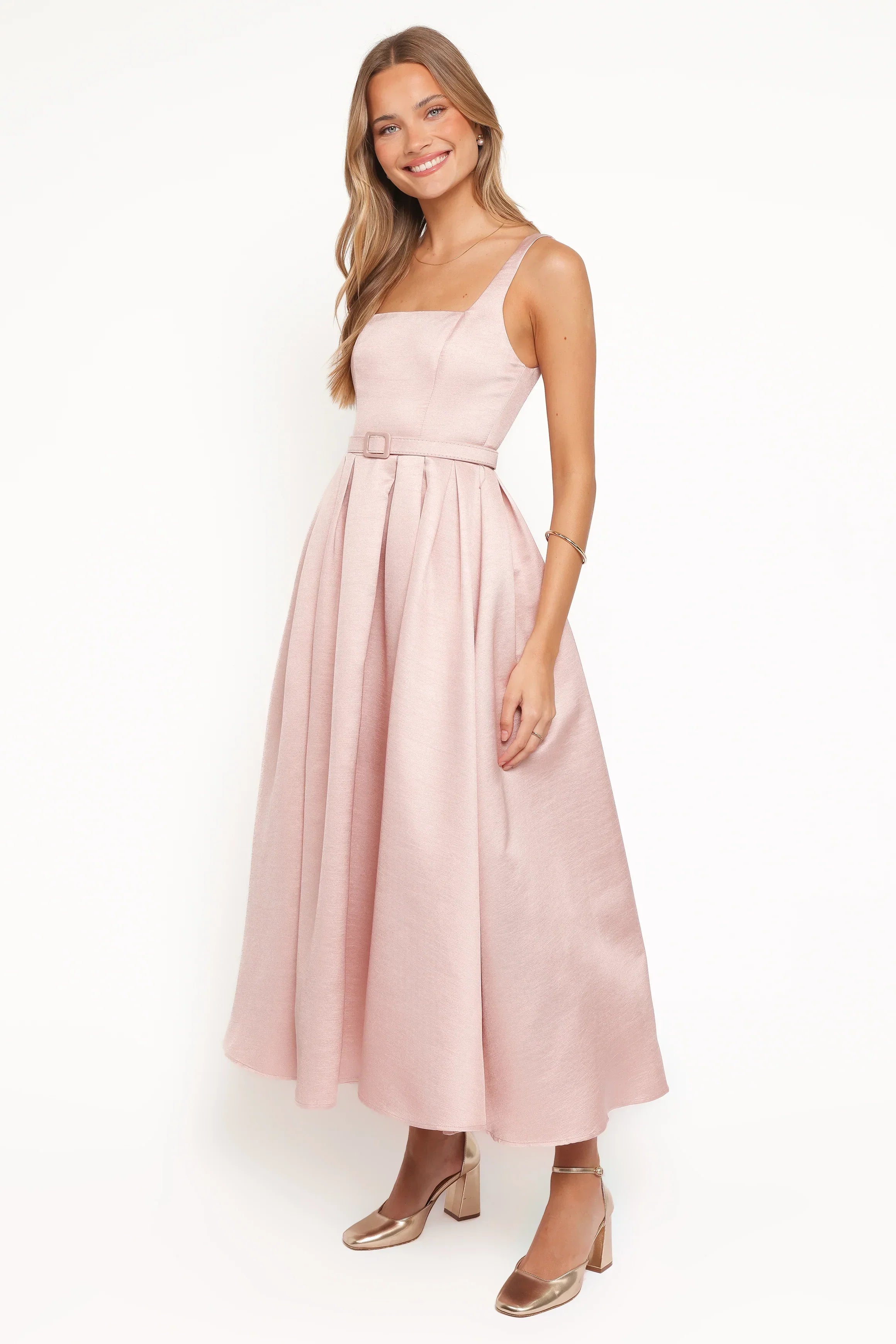 Robe midi Augustine – Rose poudré