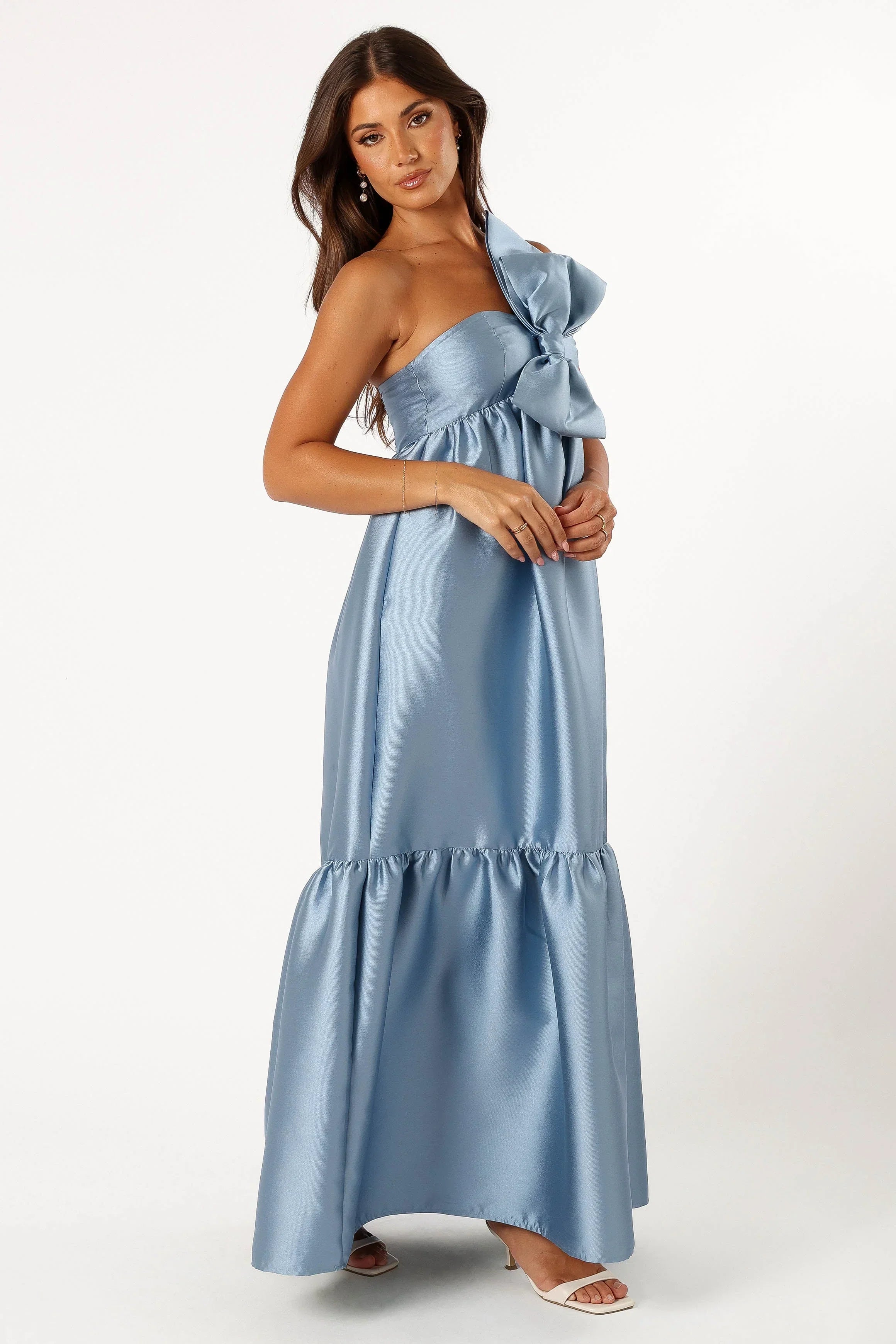 Robe longue Betina à nœud lavallière - Bleu