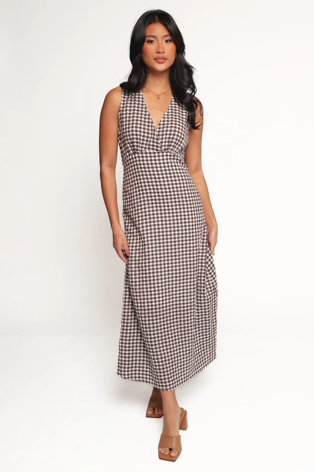Robe Midi Queenie - Vichy Marron