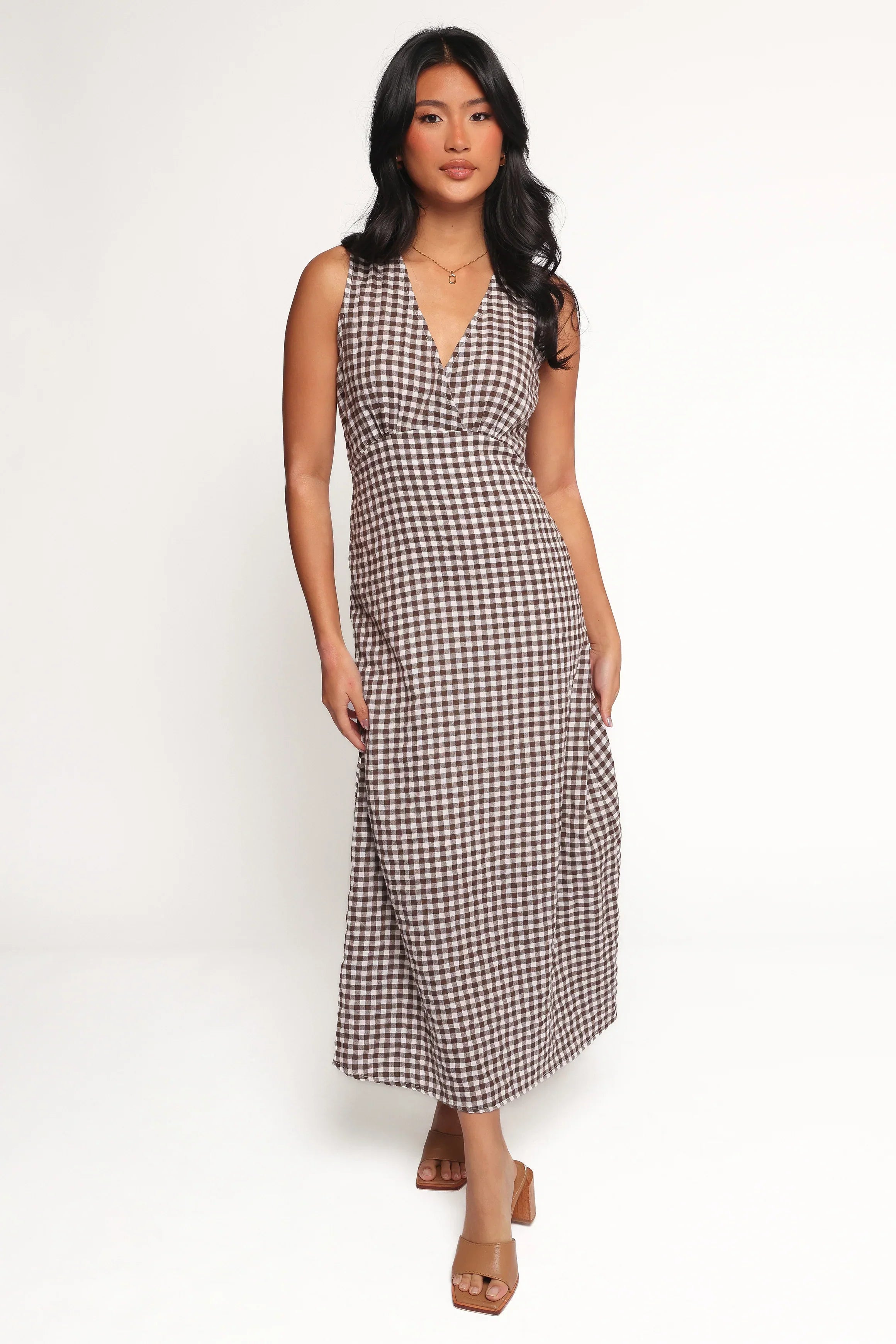 Robe Midi Queenie - Vichy Marron