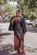 Robe longue Liliane - Paillettes cerise
